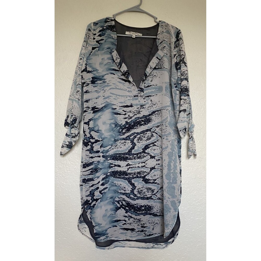 Ramona LaRue Stylish Snake Print Tunic Dress Lined Blue Gray M